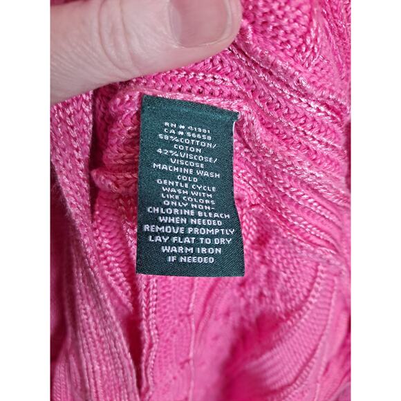 Lauren by Ralph Lauren Women's Pink Cable-Knit Boat-Neck Sweater Size M‎ - Picture 8 of 9